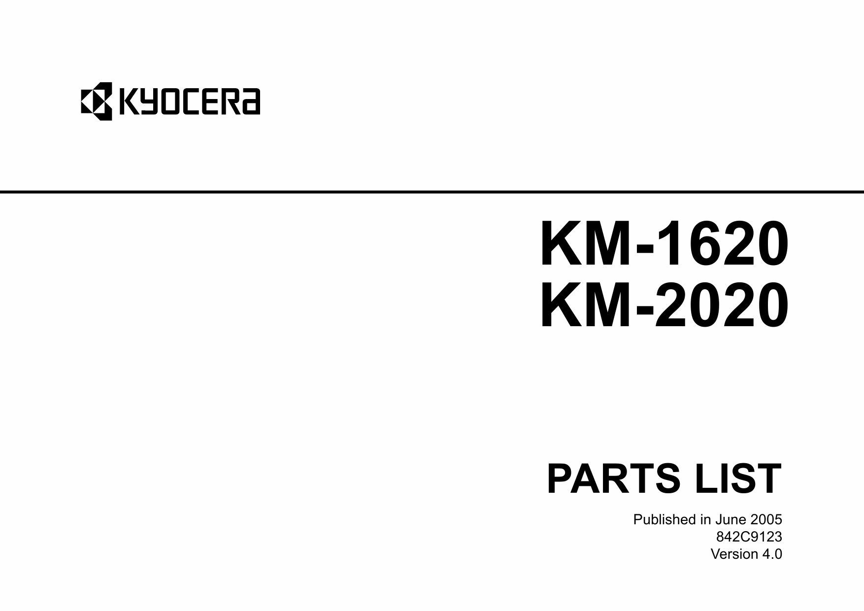 KYOCERA Copier KM-1620 2020 Parts Manual-1